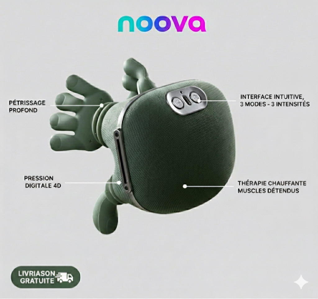 Noova – Masseur Cervical 4D à Pétrissage Profond (Effet Mains Réelles)