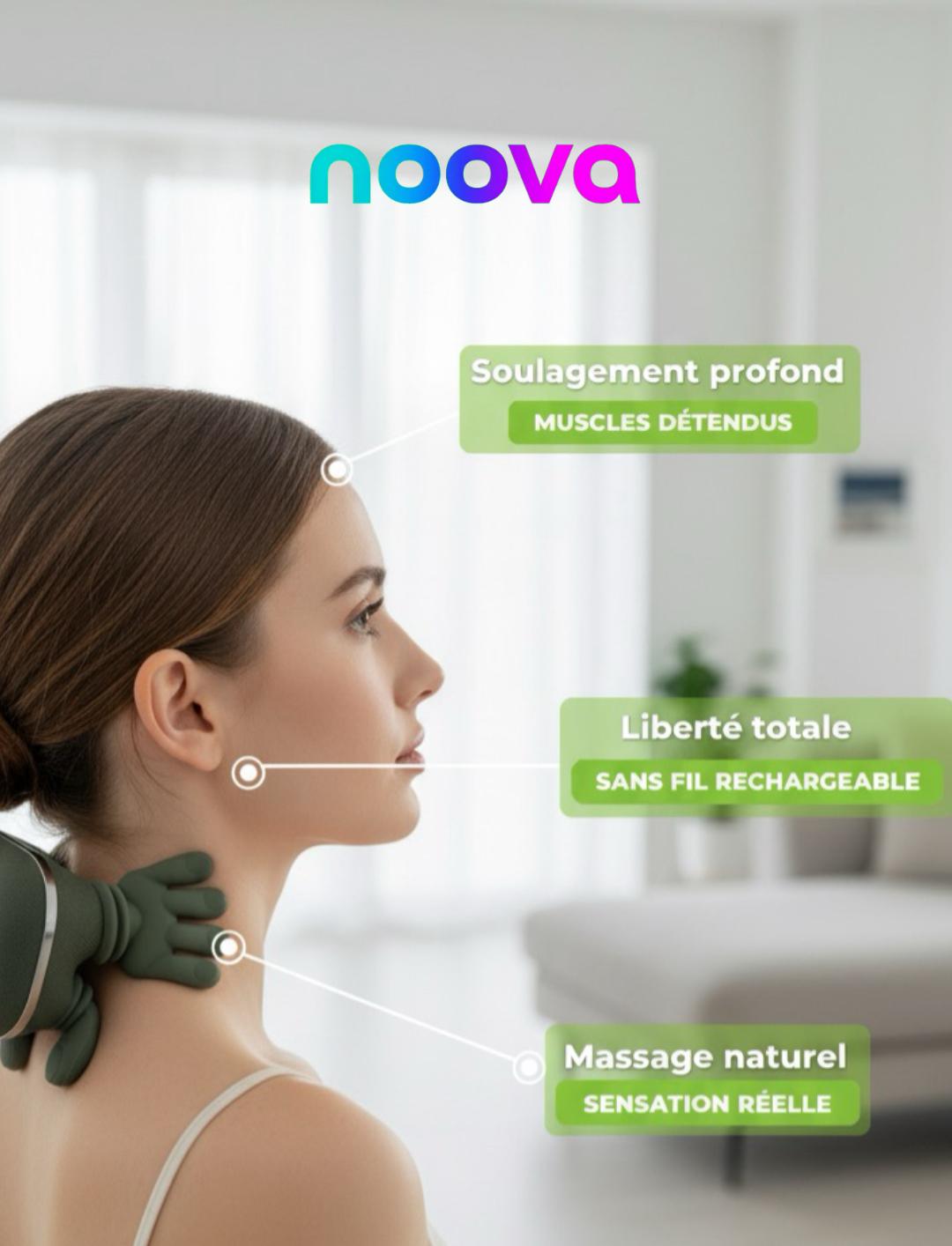 Noova – Masseur Cervical 4D à Pétrissage Profond (Effet Mains Réelles)